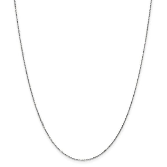 14K White Gold chain Cable Diamond-cut 14 in 0.95 mm