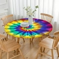 thumbnail image 3 of Colorful Rainbow Tie Dye Spiral Pattern Round Fitted Tablecloth with Elastic Edge,Dining Table Cover Waterproof,Outdoor Round Tablecloth for Camping,Dining,Indoor and Outdoor, 3 of 7