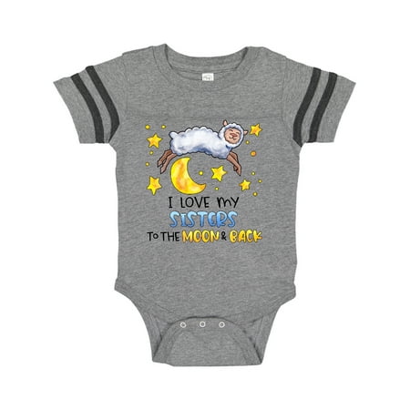 

Inktastic I Love My Sisters to the Moon and Back Cute Sheep Gift Baby Boy or Baby Girl Bodysuit