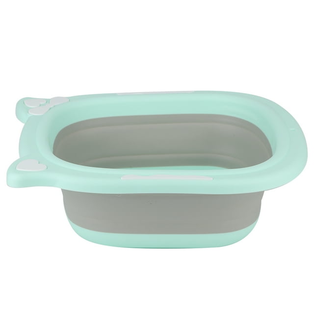 Lavabo plegable para bebés, con cara de dibujos animados, para pies, color verde