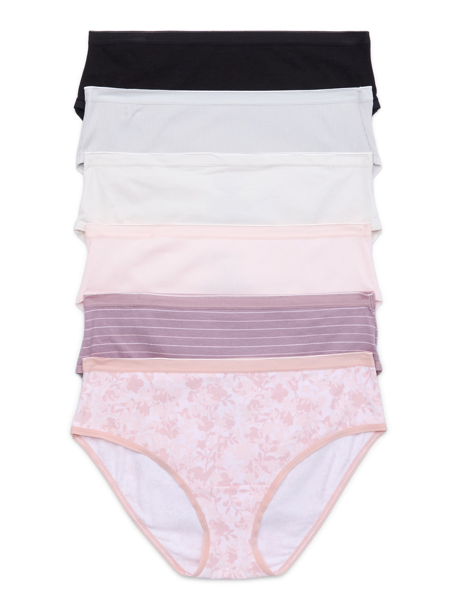 Joyspun Women's Cotton Hipster Panties, 6-Pack, Sizes S-3XL