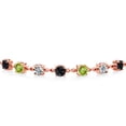 thumbnail image 2 of Gem Stone King 3.18 Ct Round Black Sapphire Green Peridot 18K Rose Gold Plated Silver Lab Grown Diamond Tennis Bracelet for Women (Fully Adjustable up to 9 inch), 2 of 3