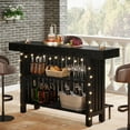 thumbnail image 1 of Tribesigns 63" Bar Table with 2-Tier Shelf, Industrial Counter Height Pub Table with Metal Footrest, Large Home Bar Unit for Kitchen, Basement, Black, 1 of 8