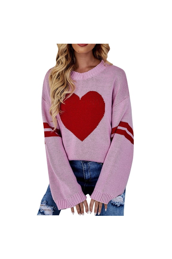 Womens Sweaters Cardigan Sweaters for Women Plus Size Fashion Women's Cows Pattern Long Sleeve Round-Neck Sweaters Ladies Top