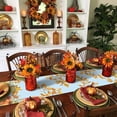 thumbnail image 3 of Orange Fall Pumpkins Table Runner-Cotton Linen- 60 Inch Holiday Dresser Scarves, Autumn Maple Leaves Blue Watercolor Tablerunner for Kitchen Coffee/Dining Bedroom Living Room Dinner Scarf Décor 13x60, 3 of 7