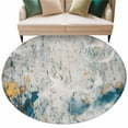 thumbnail image 2 of Gray Teal 8ft Round Rug, Modern Abstract Art Retro Flow Marble Non-Skid Rubber Backing Large Area Rugs - Living Room Bedroom Home Office, Indoor Floor Mat Carpets Washable Rug, 2 of 9
