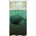 thumbnail image 3 of Ocean Shower Curtain, Dramatic Photo of a Nighttime Sky Full Moon Over a Calm Ocean Scene in Maui Hawaii, Cloth Fabric Bathroom Decor Set with Hooks, 60" W x 72" L, Navy White, 3 of 3