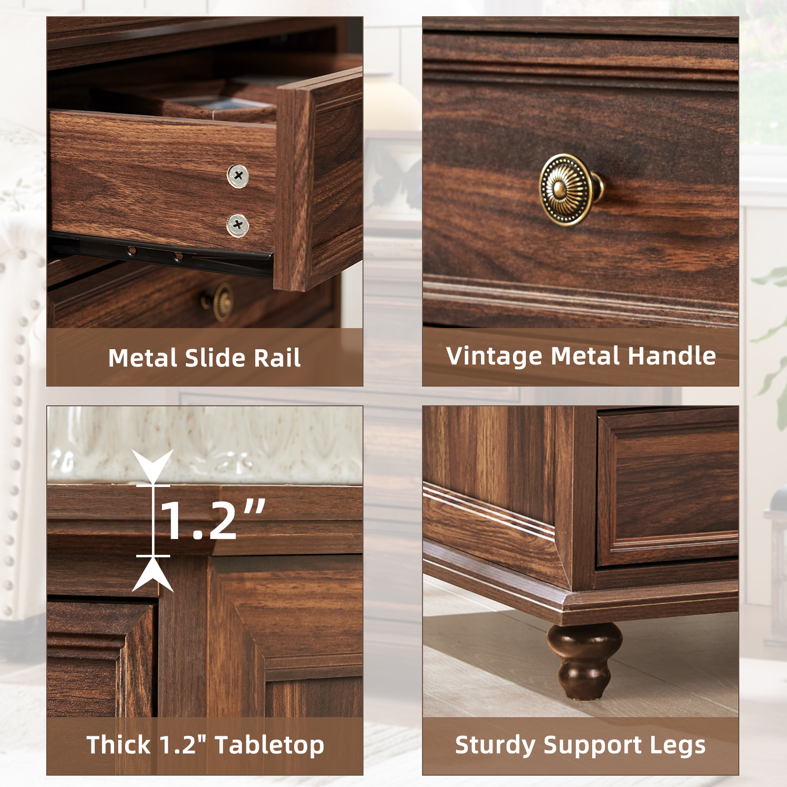 3-Drawers Nightstand Chest Dresser for Bedroom Farmhouse Side Table for Living Room,Closet - Brown