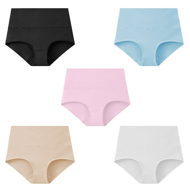 WZXFASHION Culottes pour Femmes en Pur Coton Culottes pour Femmes en Pur Coton Culottes Grande Taille pour Femmes Culottes Taille Haute pour Femmes 5 Pcs Culottes pour Femmes Rose G