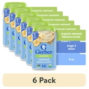 (6 pack) Gerber 2nd Foods Organic for Baby Grain & Grow Oatmeal Baby Cereal, Banana, 8 oz Canister