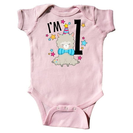 

Inktastic I m One- cute llama first birthday Gift Baby Boy or Baby Girl Bodysuit