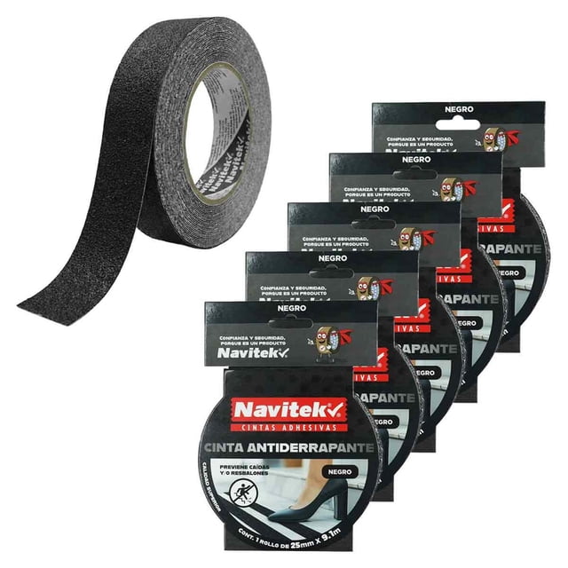 6 PZS Cinta Antiderrapante Piso Escalera 25MM X 9M Navitek