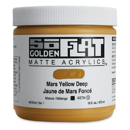 UPC: 0738797670563 | Golden SoFlat Matte Acrylic Paint – Mars Yellow Deep  473 ml  Jar