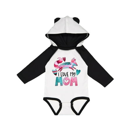 

Inktastic I Love My Mom Pink and Blue Fox with Hearts Gift Baby Boy or Baby Girl Long Sleeve Bodysuit