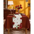 thumbnail image 4 of Valentines Flower Table Runner 120 Inches Long Cotton Linen Kitchen Dinner Table Runners, Retro Red Rose Spring Floral Saint Burlap Tablerunner for Dresser/Dining/Party/Wedding, 13''''x 120'''', 4 of 5