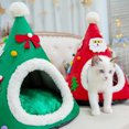 thumbnail image 2 of Arbre de Noël pour Animaux Maison pour Chat Lits - Tente Intérieure Rouge et Verte pour Chatons Nid de Grotte, 2 of 4