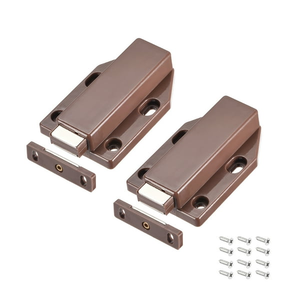 Unique Bargains Single Touch Catch Magnetic Latch for Furniture Door Cupboard Brown 2Pcs