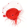 thumbnail image 3 of Women's Feather Fascinators Hat - Hair Pin Cocktail Headwear Pillbox Hat  Red (One Size), 3 of 6