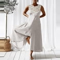 thumbnail image 2 of Winter Savings Clearance! Lindreshi Wide Leg Jumpsuit with Pockets Women Casual Solid Sleeveless V_neck Lace Cotton Linen Romper Long Playsuit Jumpsuit, 2 of 6