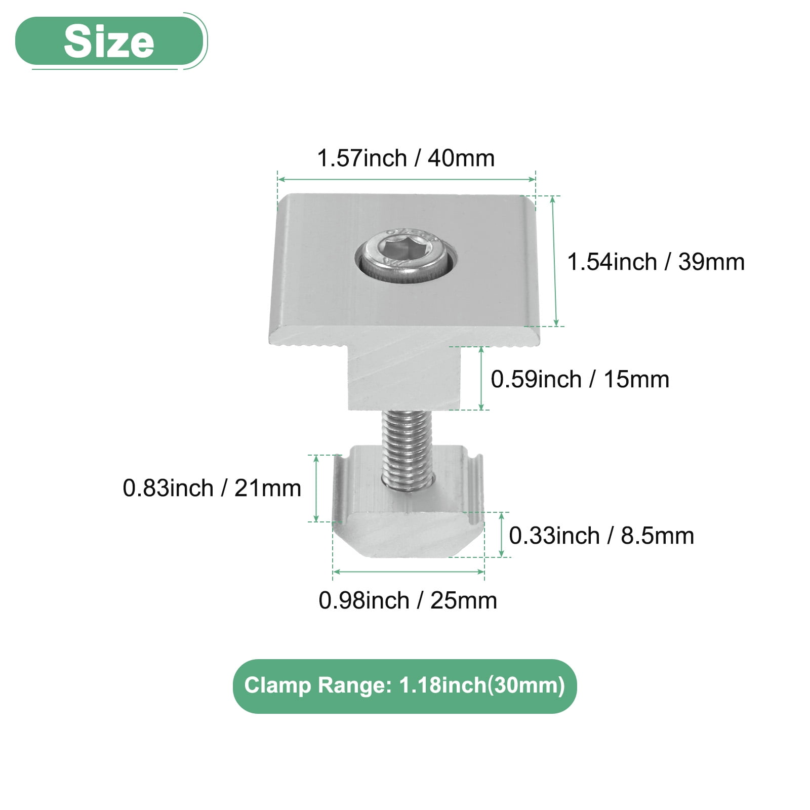 Uxcell 12-Pack Solar Panel Mount Mid Clamps 30mm T Center Clips Corrosion-free Aluminum Anodized Solar Panel Center Clamp White