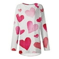 thumbnail image 4 of Hogleaql Valentine Tops for Women V-Neck Comfy Long Sleeve T-Shirts Love Heart Printed Dressy Lounge Loose Fit Mid-Length Tops White M, 4 of 6
