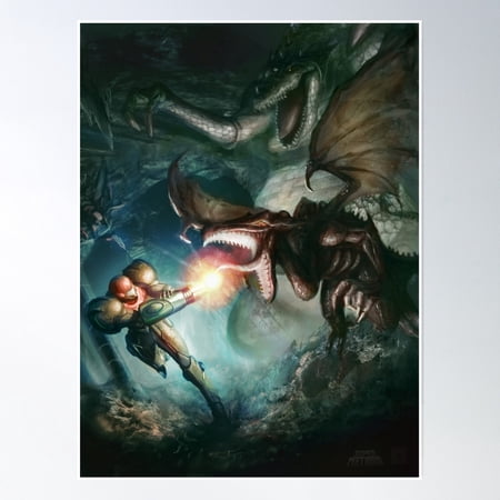 Samus Aran Vs. Ridley - The Final Encounter Poster Wall Art, Modern Wall Decor, 8x12 UNFRAMED