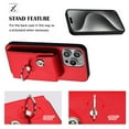 thumbnail image 3 of Wallet Case Compatible for iPhone 14 Pro Max with Card Holder, Rotation Finger Ring Kickstand Card Slots Case, Classic PU Leather Shockproof Magnetic Button Cover for iPhone 14 Pro Max, Red, 3 of 6