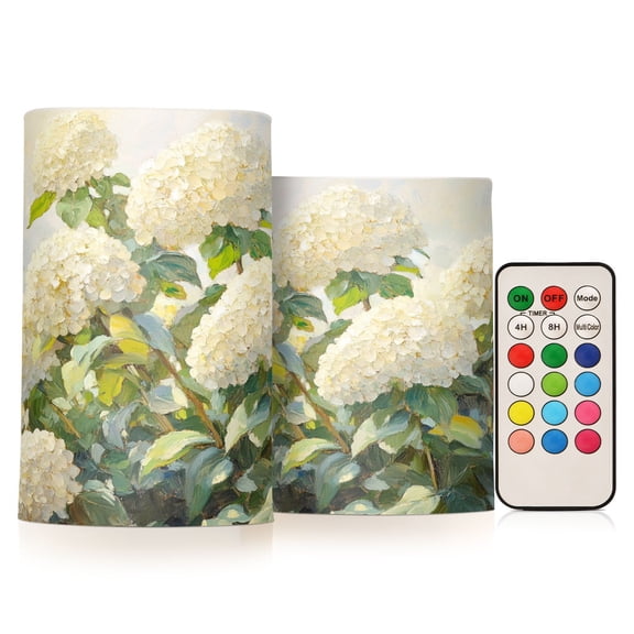 BZSMCE Flameless Candles LED Lights White Hydrangea Bush Creativity Battery Candles