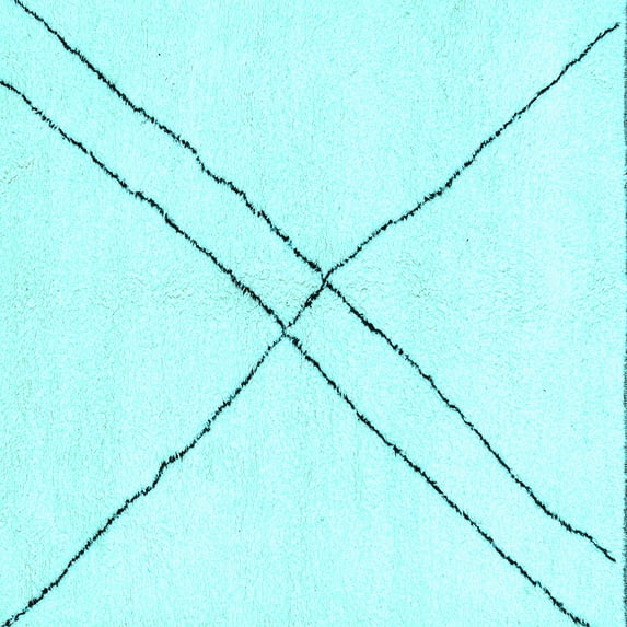 Ahgly Company Indoor Square Solid Light Blue Modern Area Rugs, 6' Square