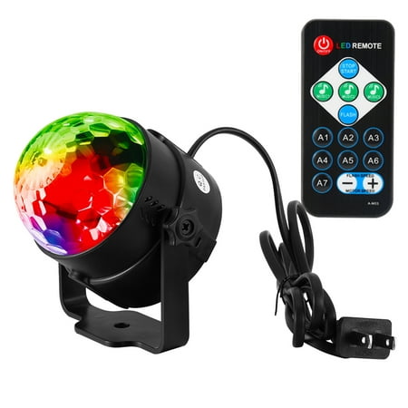 Portable Mini LED Disco Ball Light Remote Control RGB Party Lamp 7 Colors Sound Actived Crystal Magic Stage Light for Parties, KTV, (Best Crystal Radio Design)