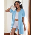 thumbnail image 4 of Ekouaer Women Zipper Robes Short Sleeves Housecoat Lightweight Bathrobes Zip Up Robe Casual Nightgown with Pockets, 4 of 6