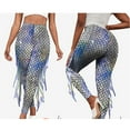 thumbnail image 2 of Alvivi Womens High Waisted Tight Mermaid Fish Scale Printed Yoga Leggings Halloween Trousers Gold&Blue S, 2 of 3