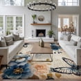 thumbnail image 3 of Area Rug for Living Room, Vintage Blue Floral Non-Slip Indoor Large Carpet for Bedroom/Dining Room, Butterflies Watercolor Flower Tan Washable Low-Profile Rectangle Floor Runner Rugs - 6 x 9 Ft, 3 of 8
