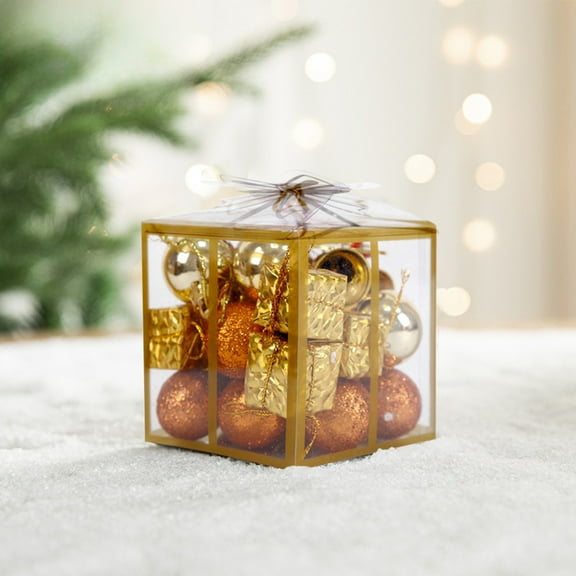 Christmas Clearance asxite Christmas Decorations,New Small Christmas Multi-pack Gift Box Colored Bells Cones Christmas Tree Pendants Hanging Christmas Decorations