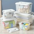thumbnail image 2 of huanledash Storage Box with Detachable Lid Transparent Handle Multifunctional Plastic Portable Clothes Toys Sorting Box Household Supplies, 2 of 8