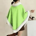 thumbnail image 4 of Women's Christmas Oversized Thick Faux Fur Collar Shawl Warm Homewear Poncho Green Free Size, 4 of 6