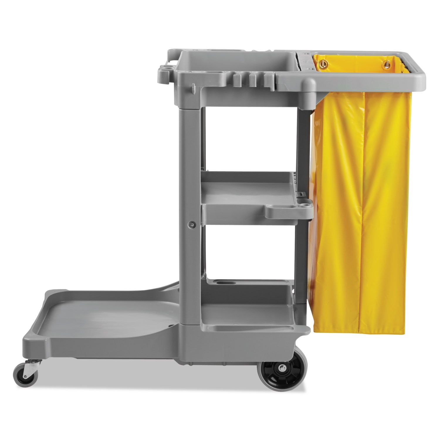 Boardwalk Janitor's Cart, Three-shelf, 22w X 44d X 38h, Gray