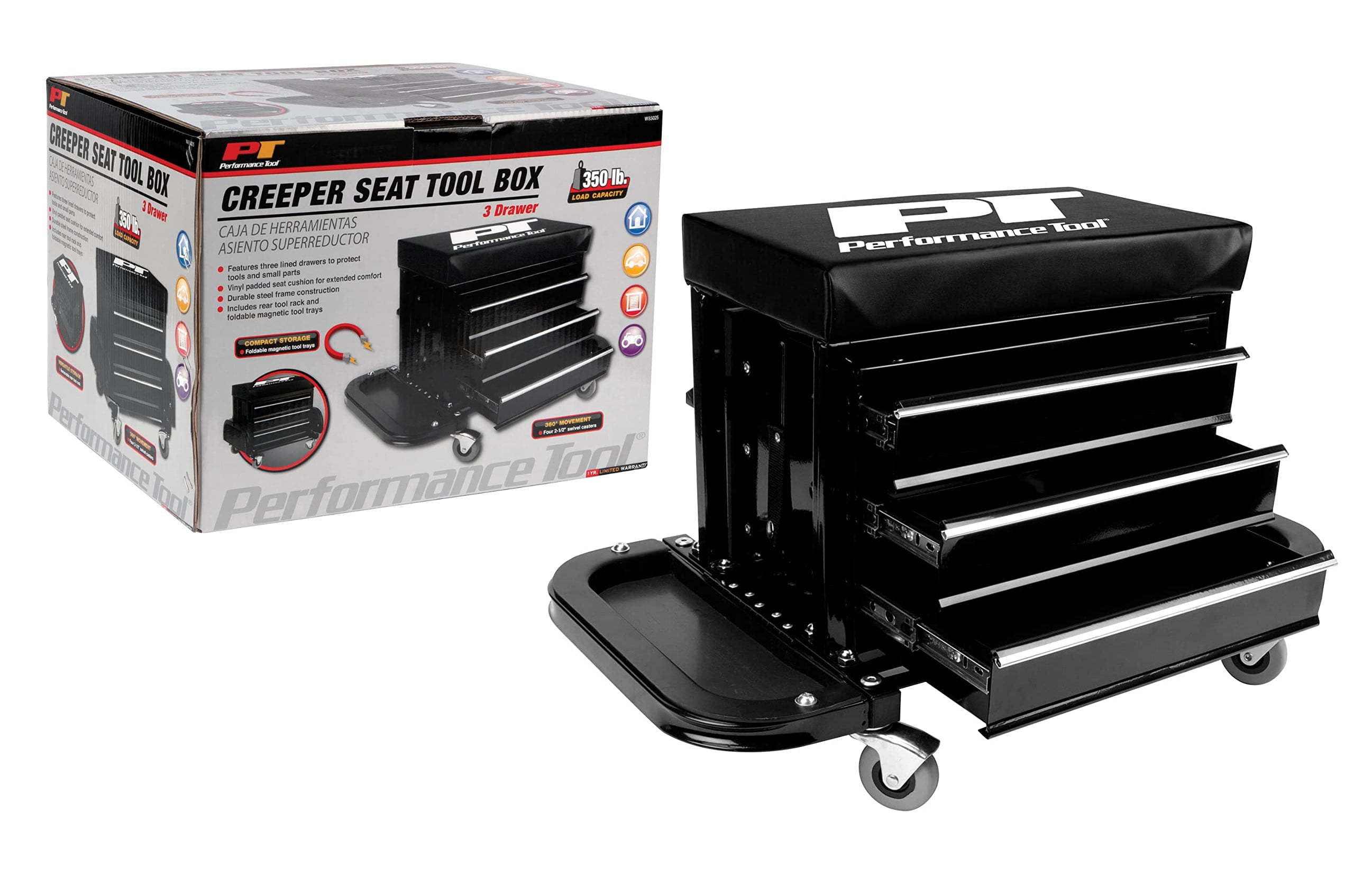 Performance tool creeper cheap seat tool box