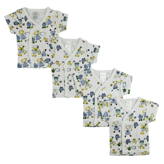 Bambini White Side Snap Short Sleeve Shirt, 4 Pack (Newborn)