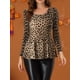 thumbnail image 2 of Camisa peplum Estampada Allegra K leopardo Marrón XS, 2 of 7