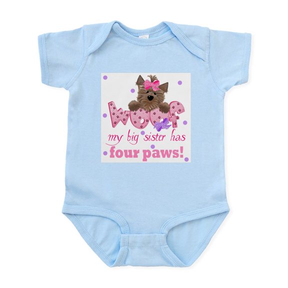 CafePress - Big Sister Has Four Paws Baby Infant Bodysuit - Baby Light Bodysuit, Size Newborn - 24 Months
