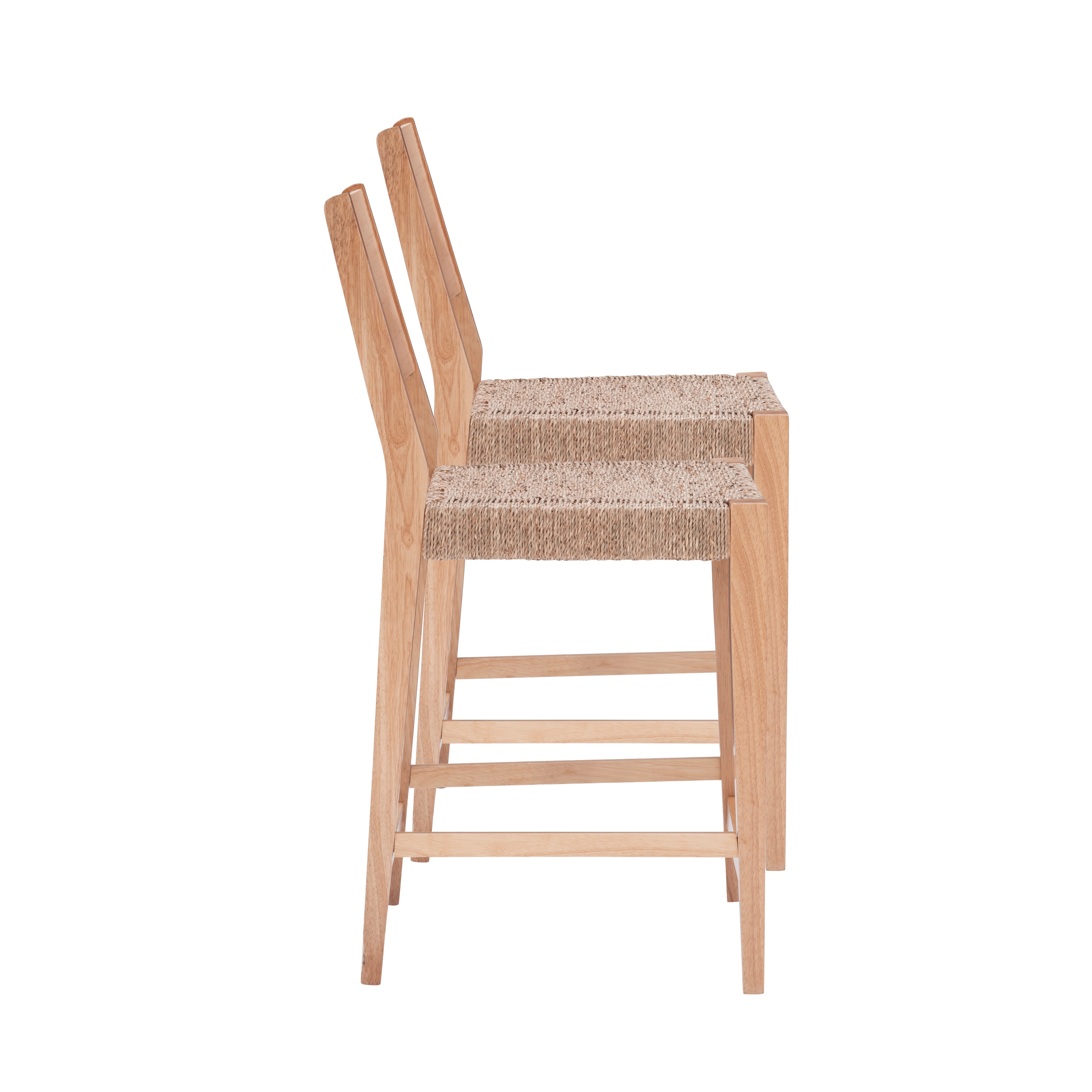 Holden 24" Counter Stools, Set of 2, Natural with Handwoven Seagrass Seat