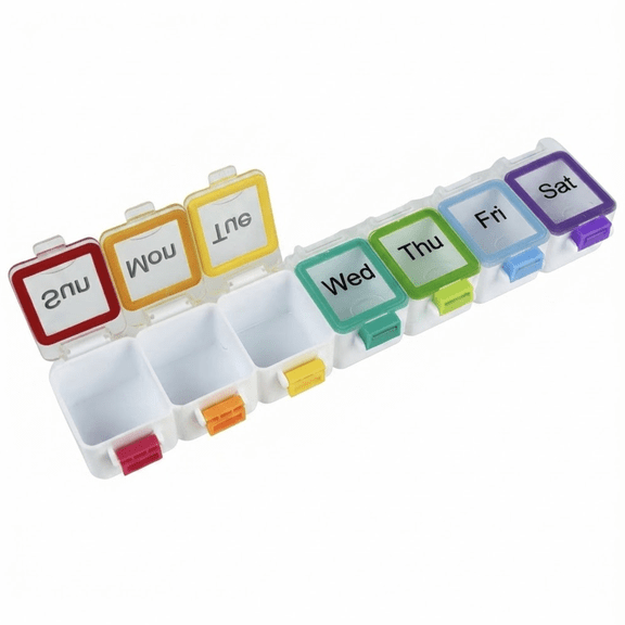 Veidos Rainbow 7-Day Weekly Waterproof Pill Organizer, Travel Case