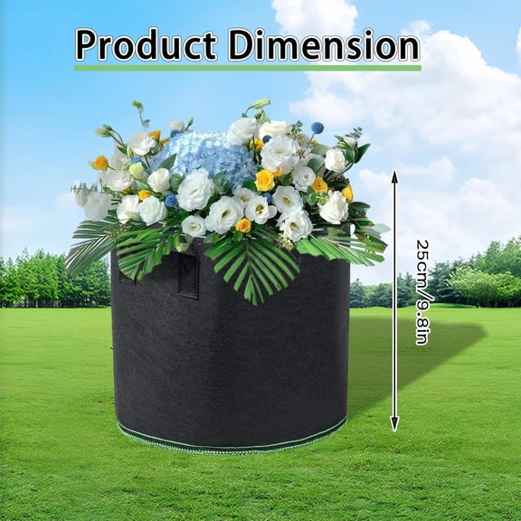 10 Gallon Fabric Grow Bags for Plants, Heavy Duty Non-Woven Aeration Planter Pots with Sturdy Handles for Vegetables Flowers and Greenhouse Gardening(Black)