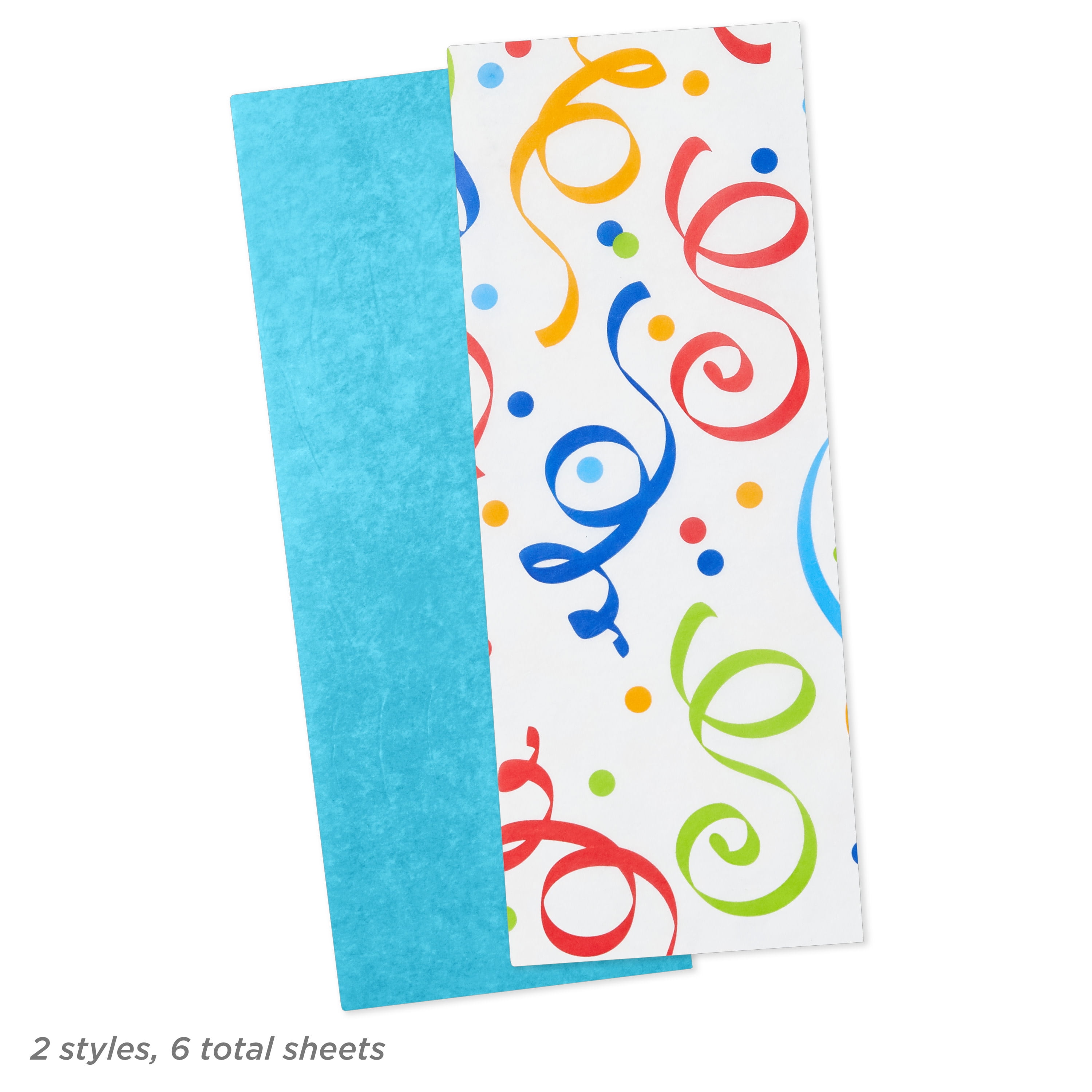 Hallmark 2-Pack Tissue Paper (Aqua and Colorful Streamers) 6 sheets