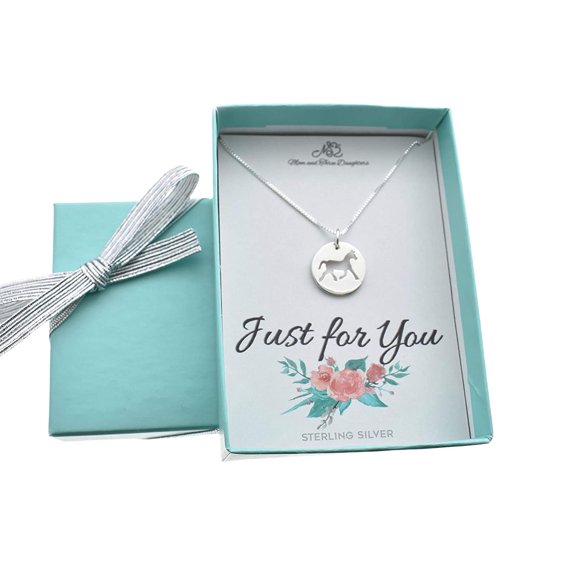 Horse Necklace in Sterling Silver on a 16" Sterling Silver Box Chain. Jewelry for Her. Horse Necklace. Horse Jewelry. Horse Charm Gift