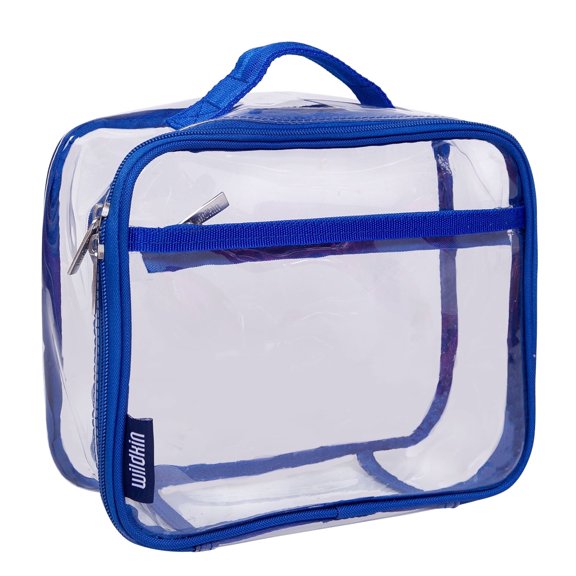 Wildkin Kids Insulated Lunch Box for Boy and Girls, BPA Free (Clear w/ Blue Trim)