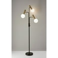 thumbnail image 3 of Adesso Sinclair Led 3-Arm Floor Lamp Black & Antique Brass Frosted Glass, 3 of 3