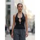 thumbnail image 5 of Top de verano para mujer con cuello halter, estilo bohemio, escote pronunciado, sin mangas, espalda descubierta, corte ajustado, ideal para fiestas y uso diario., 5 of 9