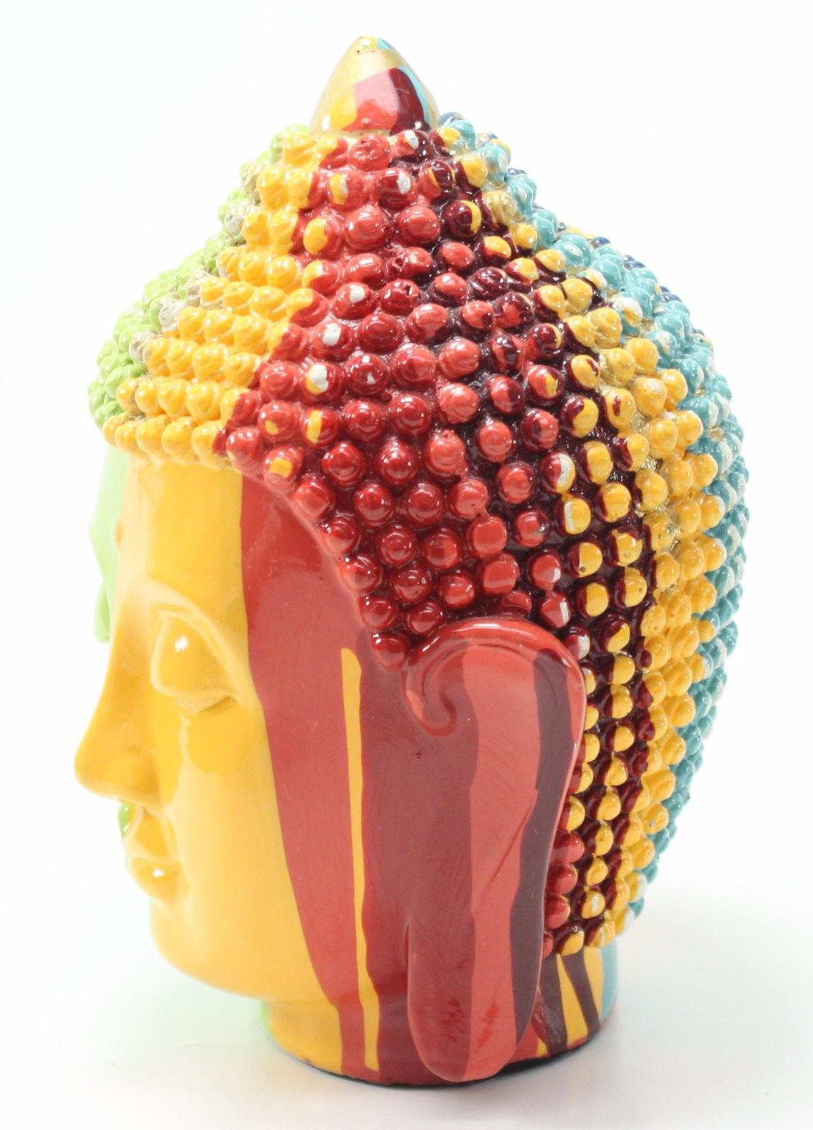 Rainbow 6.5"(H) Colorful Shakyamuni Meditating Buddha Head Figurines Peace Luck Prosperity Statues Home Decor